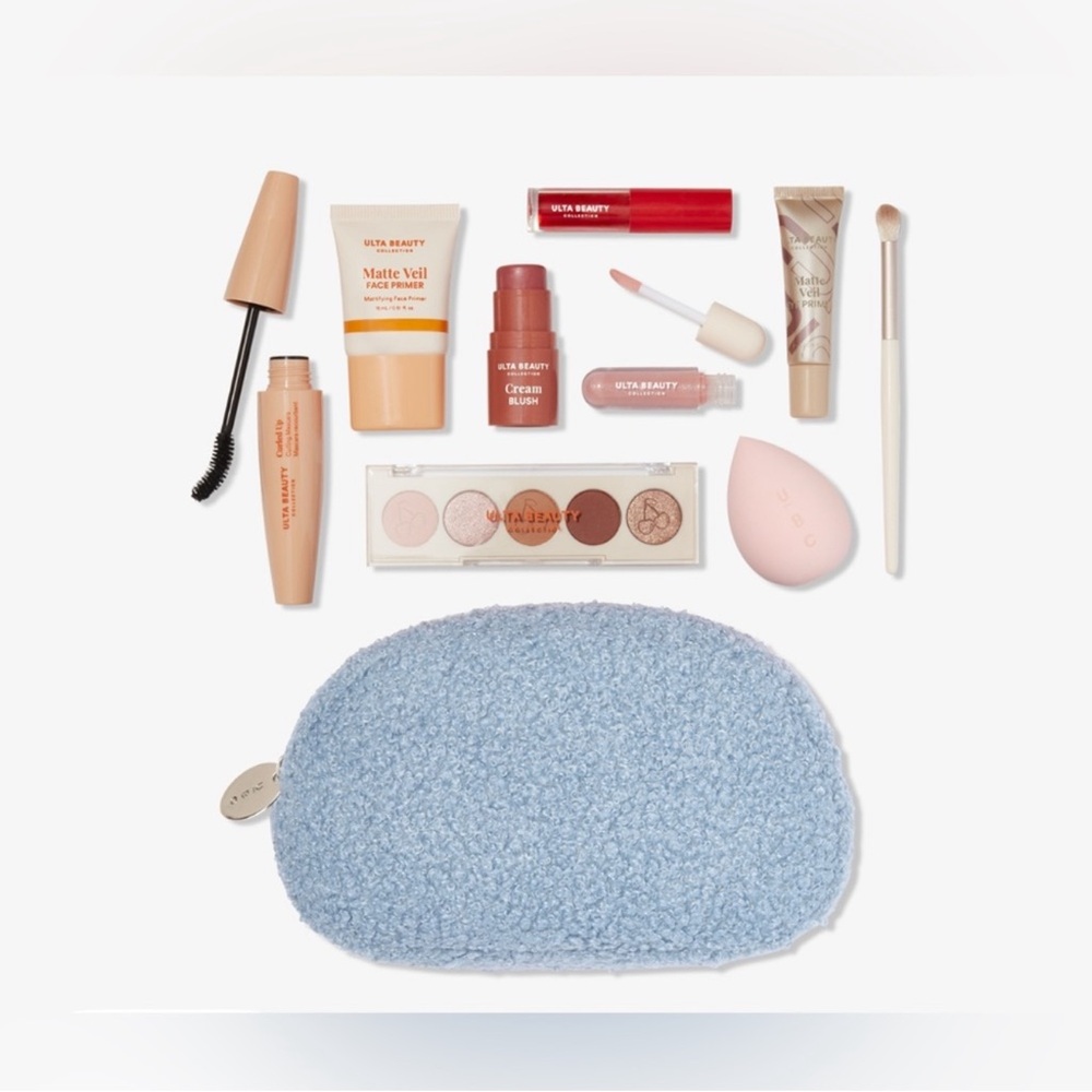 Ulta Beauty Cosmetic Collection with Soft Blue Pouch 10 piece bundle set